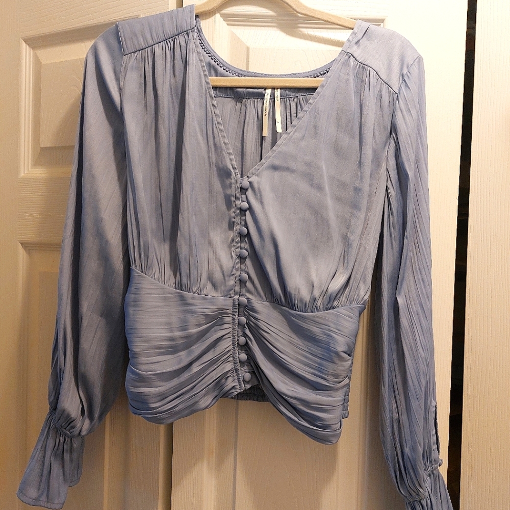 Anthropologie dusty blue Blouse